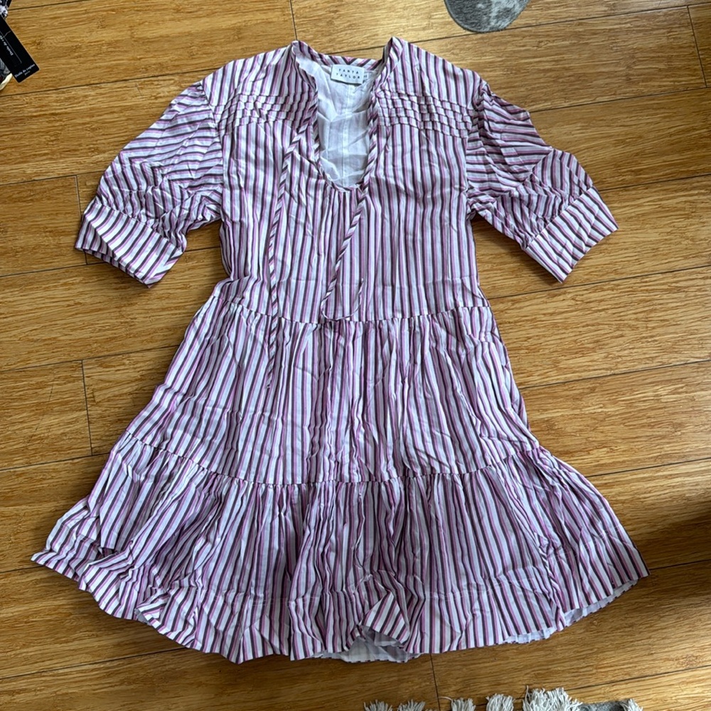 Tanya Taylor pink striped dress